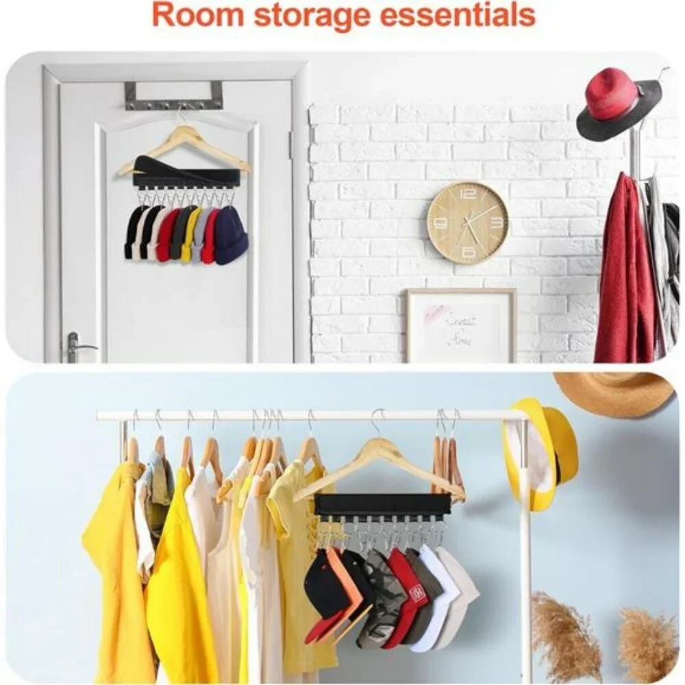Hat rack organizer with clips closet hanger holder for baseball caps beanies